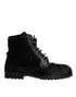 Dolce & Gabbana Black Pony Style Leather Mid Calf Boots Shoes