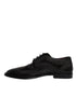 Dolce & Gabbana Black Embroidered Classic Leather Derby Dress Shoes