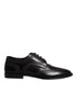 Dolce & Gabbana Black Embroidered Classic Leather Derby Dress Shoes