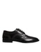 Dolce & Gabbana Black Embroidered Classic Leather Derby Dress Shoes