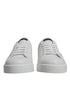 Dolce & Gabbana White Blue Leather Logo Low Top Sneakers Shoes