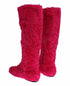 Dolce & Gabbana Pink Lamb Fur Leather Flat Boots for Women
