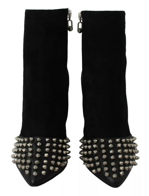 Philipp Plein Black Suede Studded Ankle Boots with Block Heels for Women