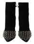 Philipp Plein Black Suede Studded Ankle Boots with Block Heels for Women