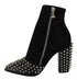 Philipp Plein Black Suede Studded Ankle Boots with Block Heels for Women