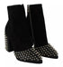 Philipp Plein Black Suede Studded Ankle Boots with Block Heels for Women