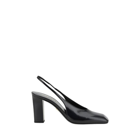 Prada Black Calf Leather Pumps Women’s Designer Slingback Décolleté Heels