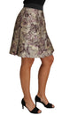 Dolce & Gabbana A-Line Mini Floral Print Jaquard Skirt