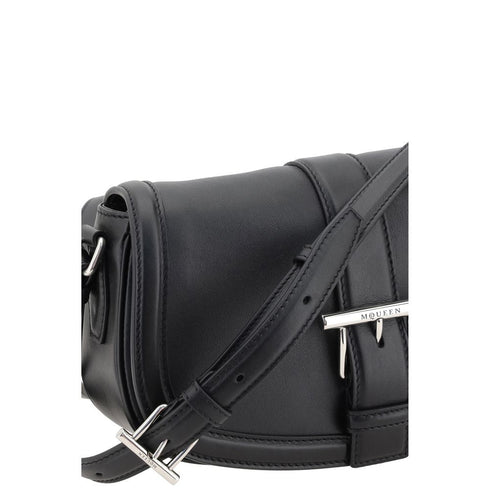 Alexander McQueen Black Leather T-Bar Satchel Bag for Women