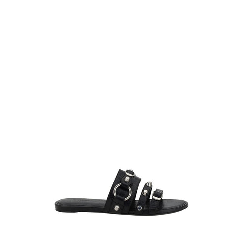 Balenciaga Studded Sandals for Women – Black Lamb & Calf Leather Flats