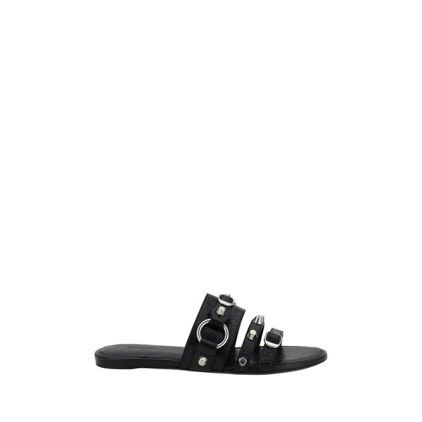 Balenciaga Studded Sandals for Women – Black Lamb & Calf Leather Flats