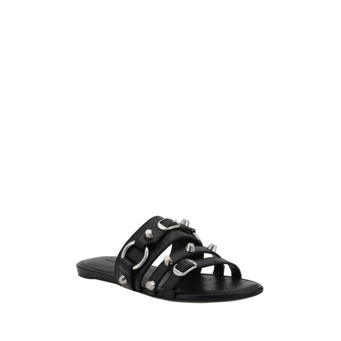 Balenciaga Studded Sandals for Women – Black Lamb & Calf Leather Flats