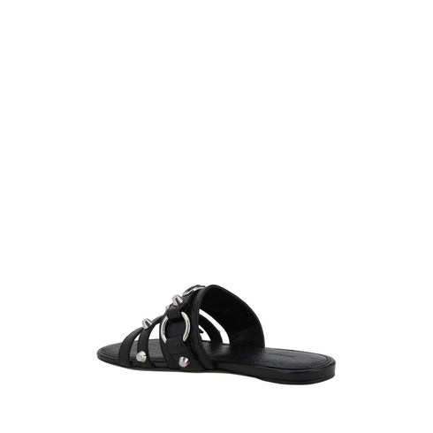 Balenciaga Studded Sandals for Women – Black Lamb & Calf Leather Flats