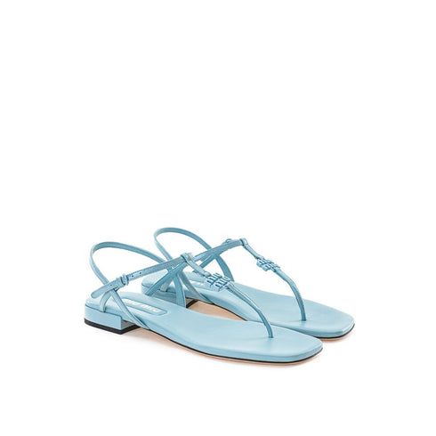 Miu Miu Thong Sandals – Blue Patent Leather T-Strap Flip-Flops for Women