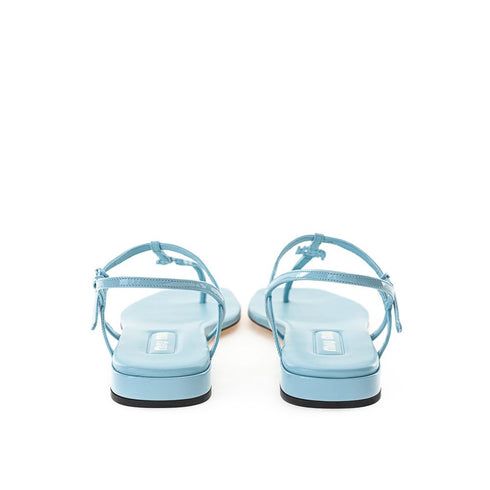 Miu Miu Thong Sandals – Blue Patent Leather T-Strap Flip-Flops for Women