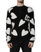 Dolce & Gabbana Black Hearts Silk Crew Neck Pullover Sweater