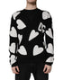 Dolce & Gabbana Black Hearts Silk Crew Neck Pullover Sweater