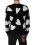 Dolce & Gabbana Black Hearts Silk Crew Neck Pullover Sweater