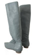 Valentino Blue Leather Pull-On Knee High Boots with Pointed Toe - Women’s
