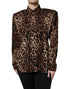 Dolce & Gabbana Brown Leopard Silk Button Down Coat Jacket