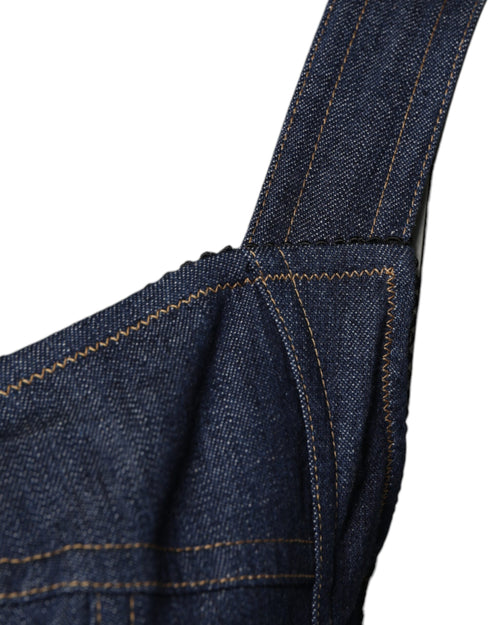 Dolce & Gabbana Blue Cotton Stretch Sleeveless Bodycon Denim Bodysuit