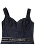 Dolce & Gabbana Blue Cotton Stretch Sleeveless Bodycon Denim Bodysuit