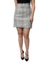 Dolce & Gabbana White Black High Waist Tartan Tweed Mini Skirt