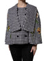 Dolce & Gabbana Black White Monochrome Patterned Floral Cape Jacket