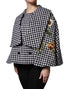 Dolce & Gabbana Black White Monochrome Patterned Floral Cape Jacket