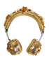 Dolce & Gabbana Gold Leather Floral Crystal Angel Headset Headphones