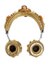Dolce & Gabbana Gold Leather Floral Crystal Angel Headset Headphones