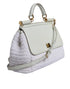 Dolce & Gabbana White Raffia and Leather Sicily Top Handle Crossbody Bag for Women