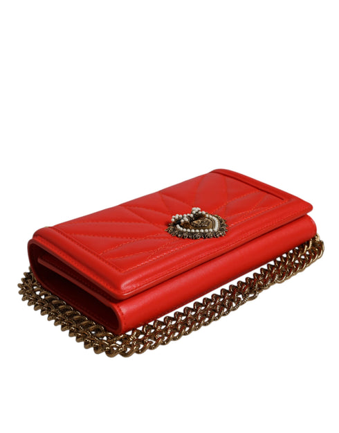 Dolce & Gabbana Devotion Crossbody Phone Bag in Red Quilted Leather for Women