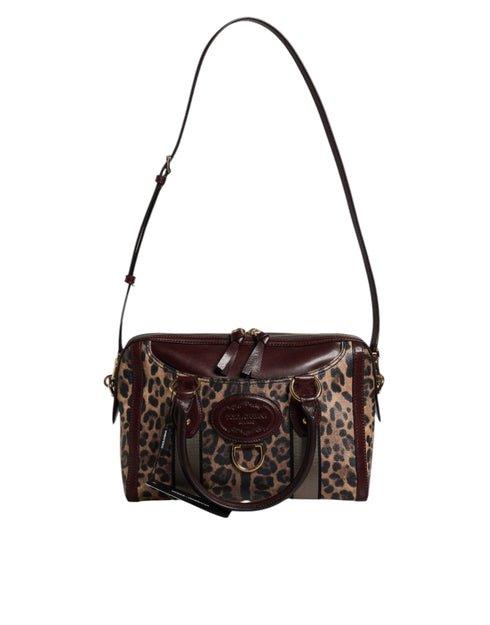Dolce & Gabbana Leopard Print Leather Duffle Bag in Brown for Women