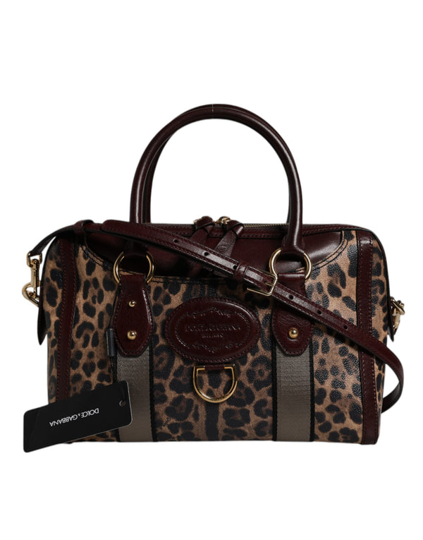Dolce & Gabbana Leopard Print Leather Duffle Bag in Brown for Women