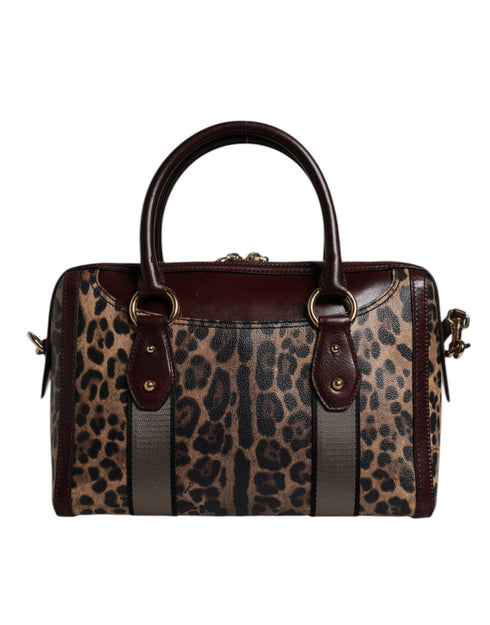 Dolce & Gabbana Leopard Print Leather Duffle Bag in Brown for Women