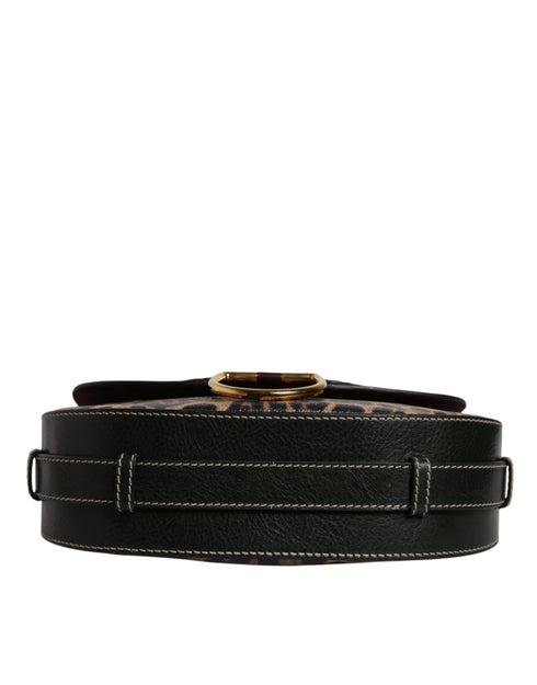 Dolce & Gabbana Black & Brown Leopard Leather Shoulder Strap Bag for Women