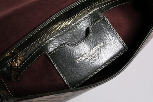 Dolce & Gabbana Black & Brown Leopard Leather Shoulder Strap Bag for Women