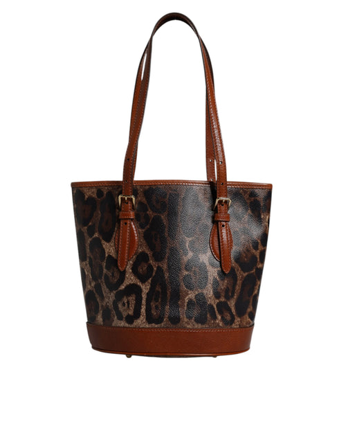 Dolce & Gabbana Brown Leopard Leather Shoulder Strap Tote Bag for Women
