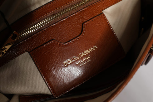 Dolce & Gabbana Brown Leopard Leather Shoulder Strap Tote Bag for Women