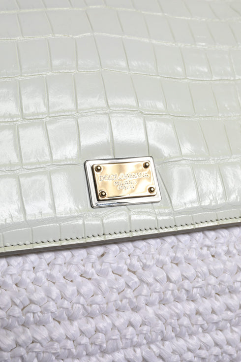 Dolce & Gabbana White Raffia & Leather Top Handle Crossbody Bag – Women’s