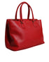 Dolce & Gabbana Red Calfskin Leather Tote Bag with Logo Plaque for Women