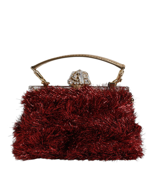 Dolce & Gabbana VANDA Red Gold Tinsel Crystal Evening Clutch Bag for Women