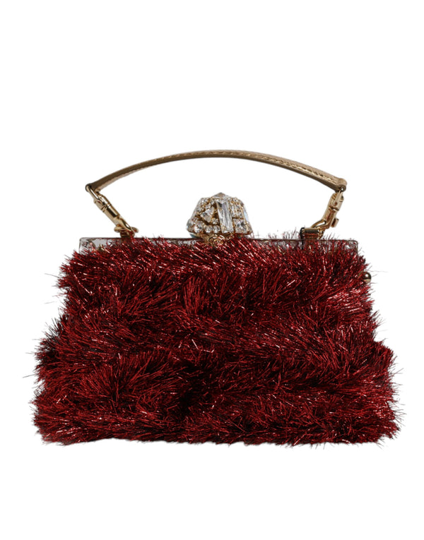 Dolce & Gabbana VANDA Red Gold Tinsel Crystal Evening Clutch Bag for Women