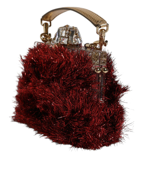 Dolce & Gabbana VANDA Red Gold Tinsel Crystal Evening Clutch Bag for Women