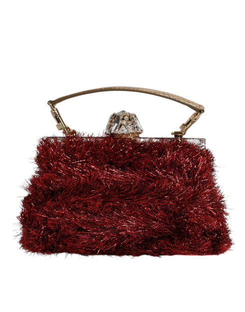 Dolce & Gabbana VANDA Red Gold Tinsel Crystal Evening Clutch Bag for Women