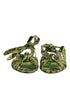 Dolce & Gabbana Green Python Animal Print Ankle Wrap Flat Sandals for Women