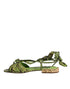 Dolce & Gabbana Green Python Animal Print Ankle Wrap Flat Sandals for Women