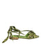 Dolce & Gabbana Green Python Animal Print Ankle Wrap Flat Sandals for Women