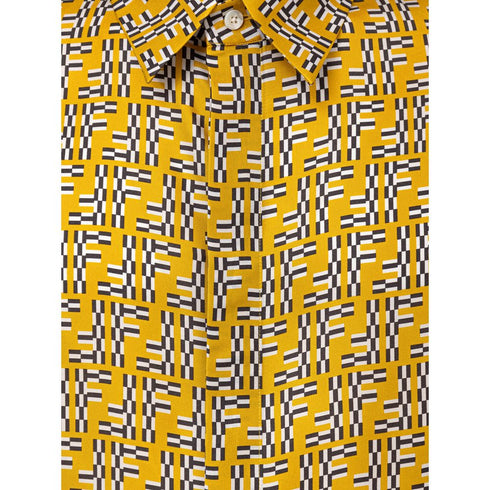 Fendi Yellow Silk Shortsleeve